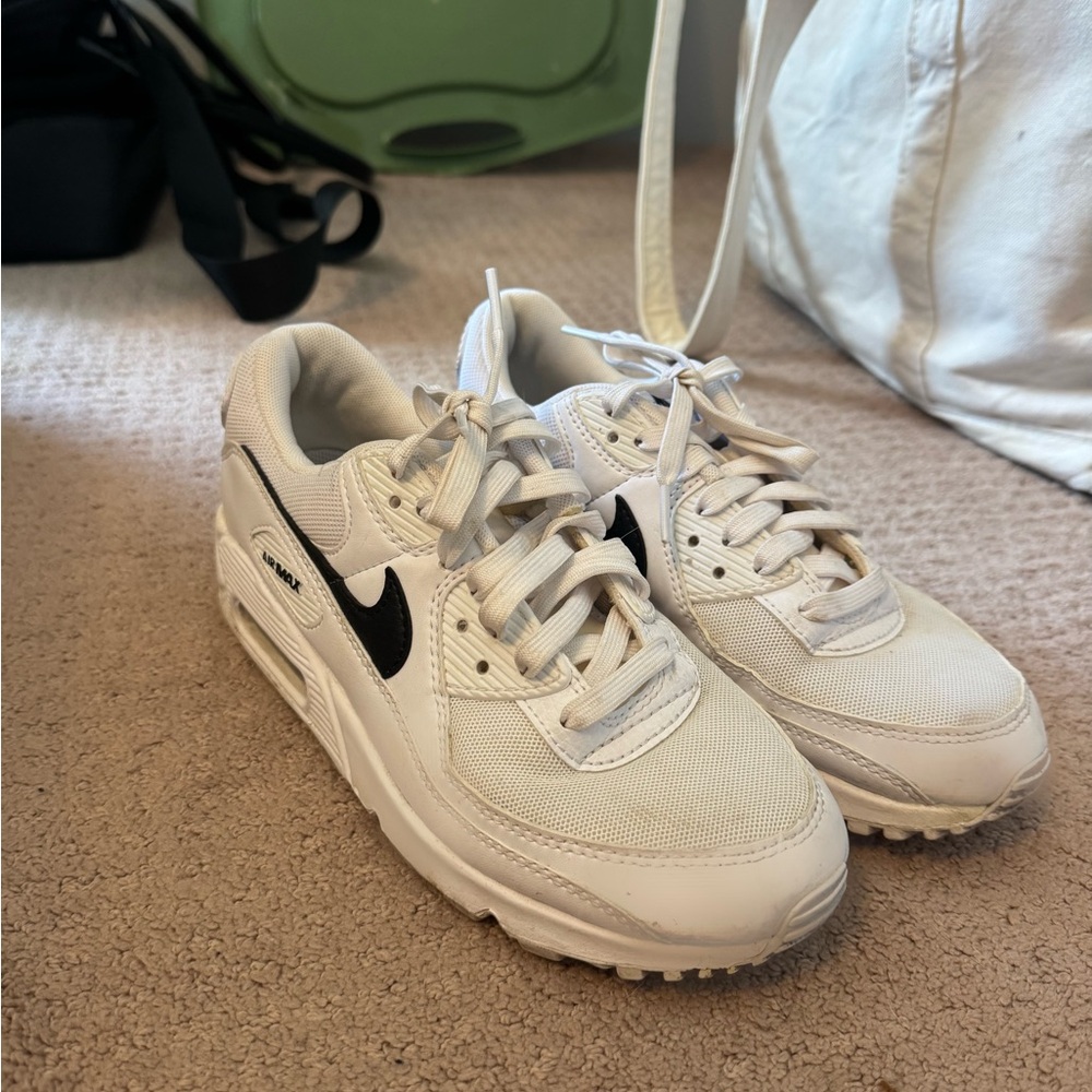 Nike Air Max White Sneakers with Black Swoosh